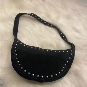 Black Studded Shoulder Bag with Edgy Style